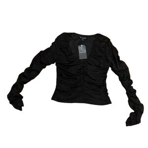 Stella Luce black crop dressy top NWT